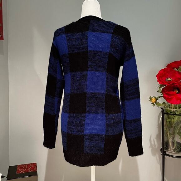 NEW Nordstrom Love by Design Plaid Fuzzy Oversized Grandpa Cardigan Sweater XS - Picture 7 of 12